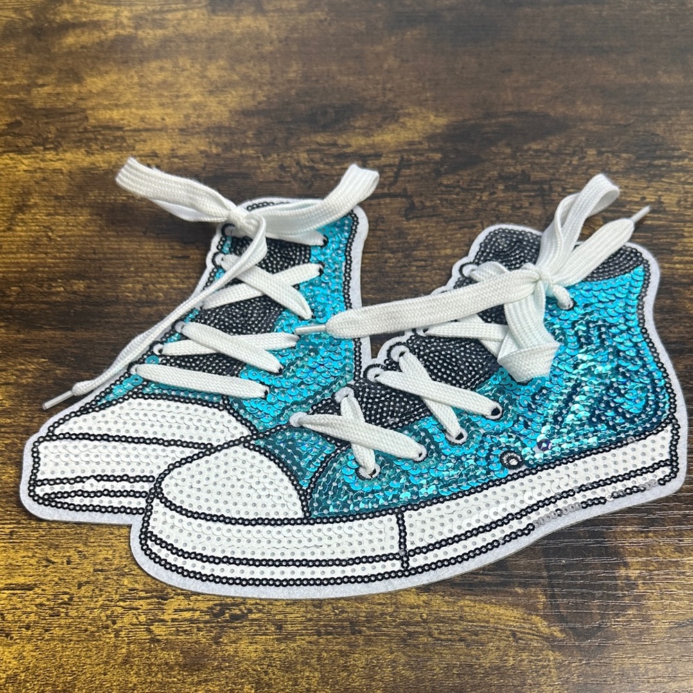 Kids Blue Sequin Sneakers Patch